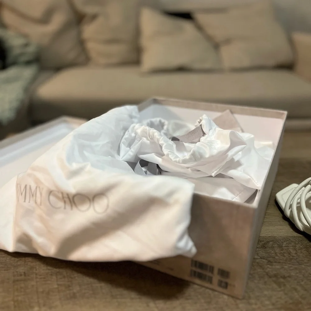 Jimmy Choo Calypso 95 Heels – White Latte Strappy Sandals EU 40.5 (US 10) - Picture 6 of 8